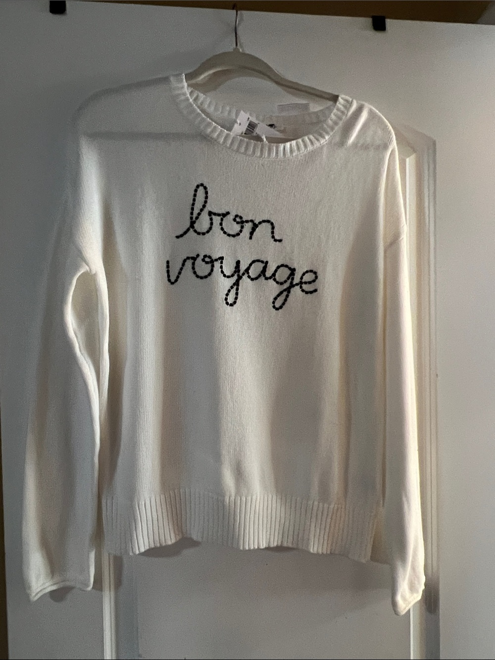Workshop Republic Clothing White Crewneck Sweater with Black Script